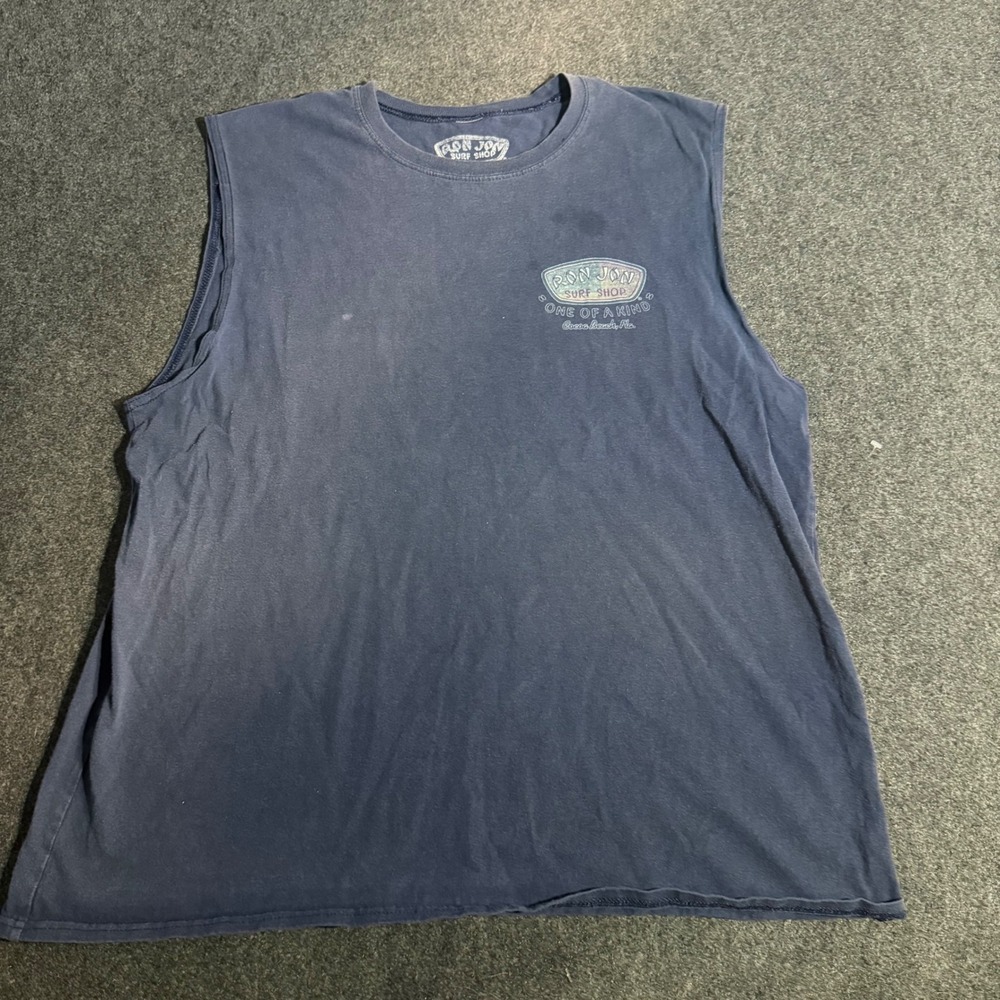 Ron Jon Surf Shop Cocoa Beach Florida Muscle Tee Tank Top Navy Blue Mens XL